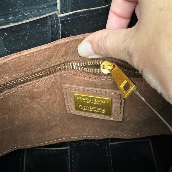 NWT VIOLA CASTELLANI Bruciato Brown Suede Padded Woven Crossbody Made In Italy - Picture 6 of 10